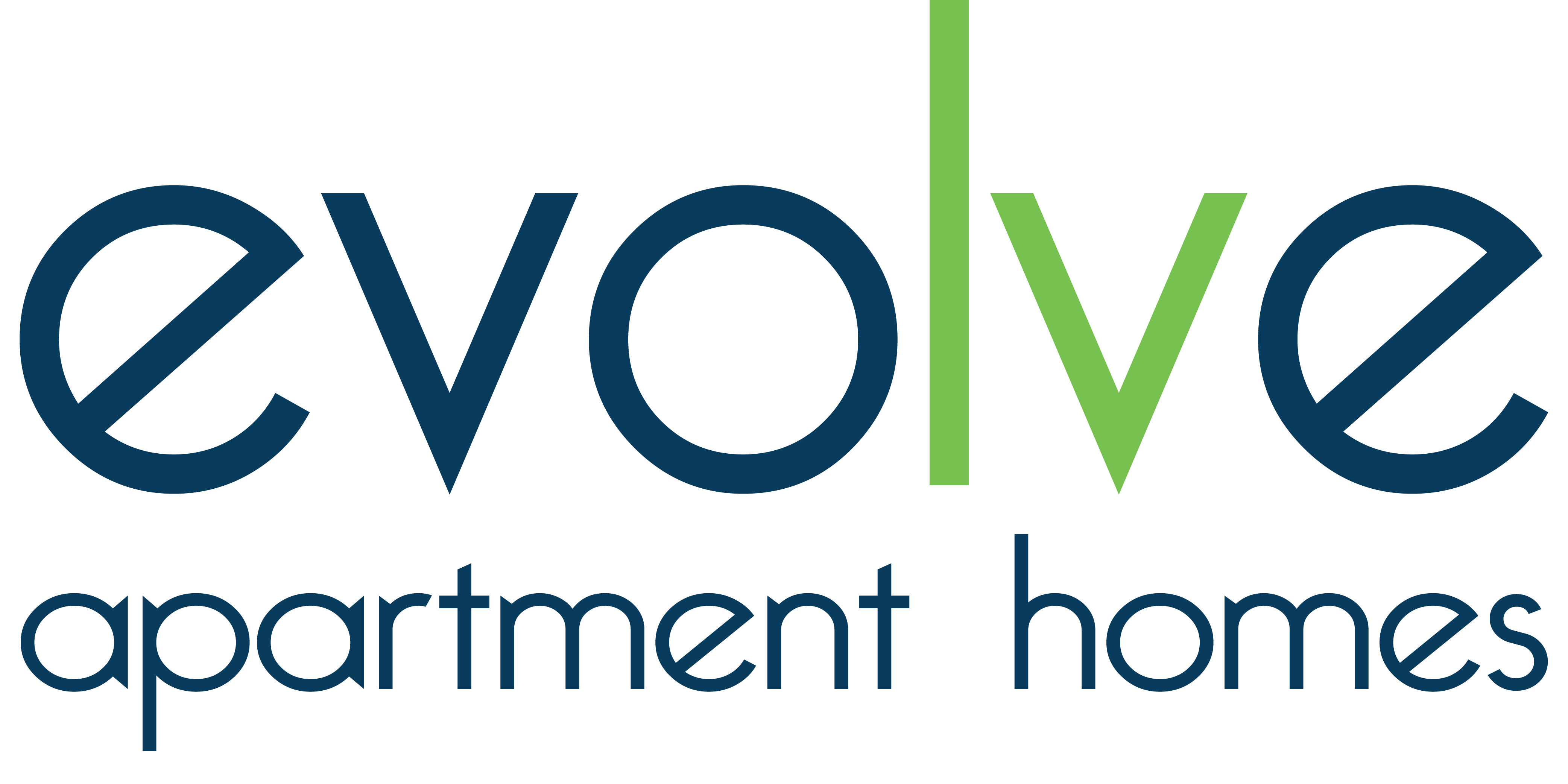 A logo for a company called Evolve Apartment Homes.